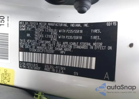 2015 Toyota Sienna Limited Premium 7 Passenger from USA, damaged, VIN 5TDDK3DC2FS102097